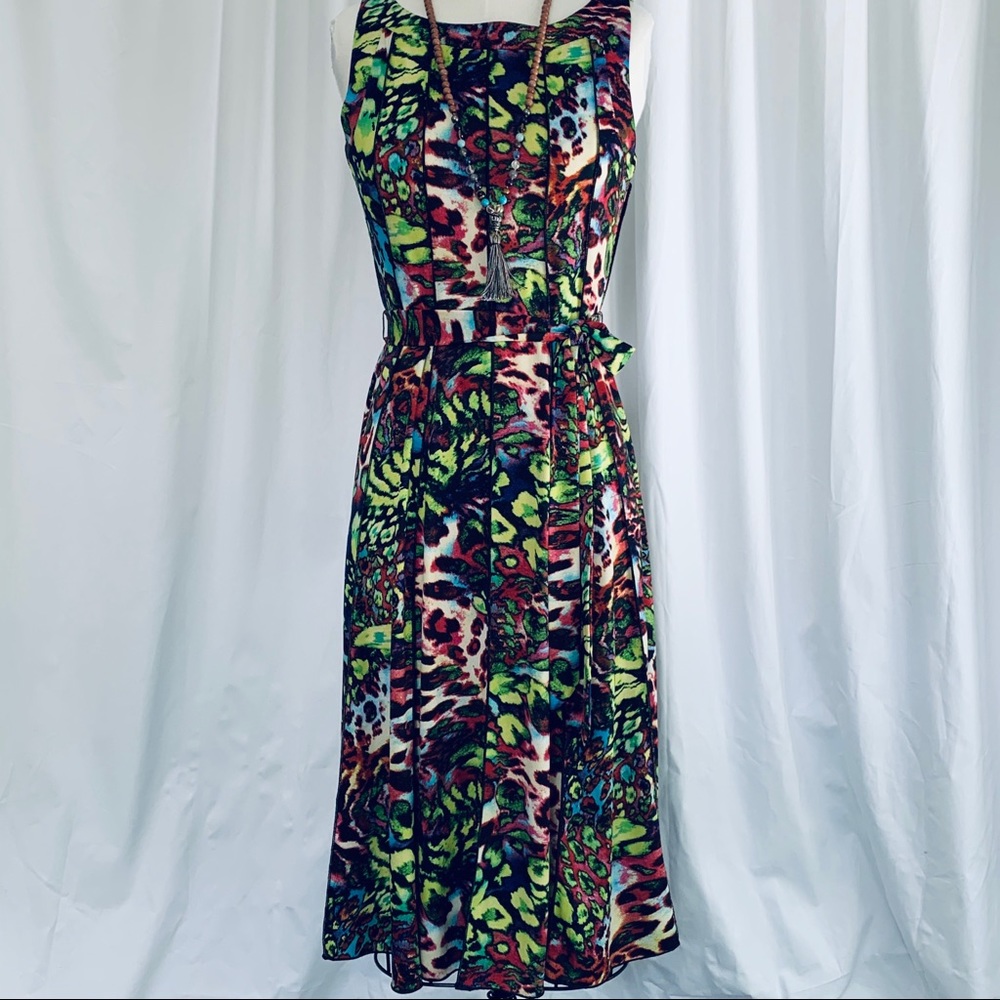 ILE Sleeveless A-Line Abstract Print Dress